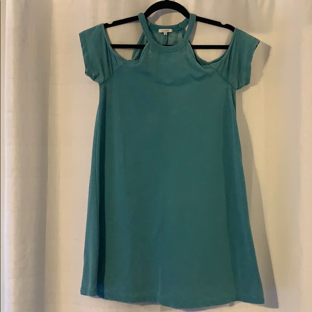 ZSUPPLY teal cold shoulder dress